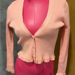 For Love And Lemons Peach Cardigan Sweater